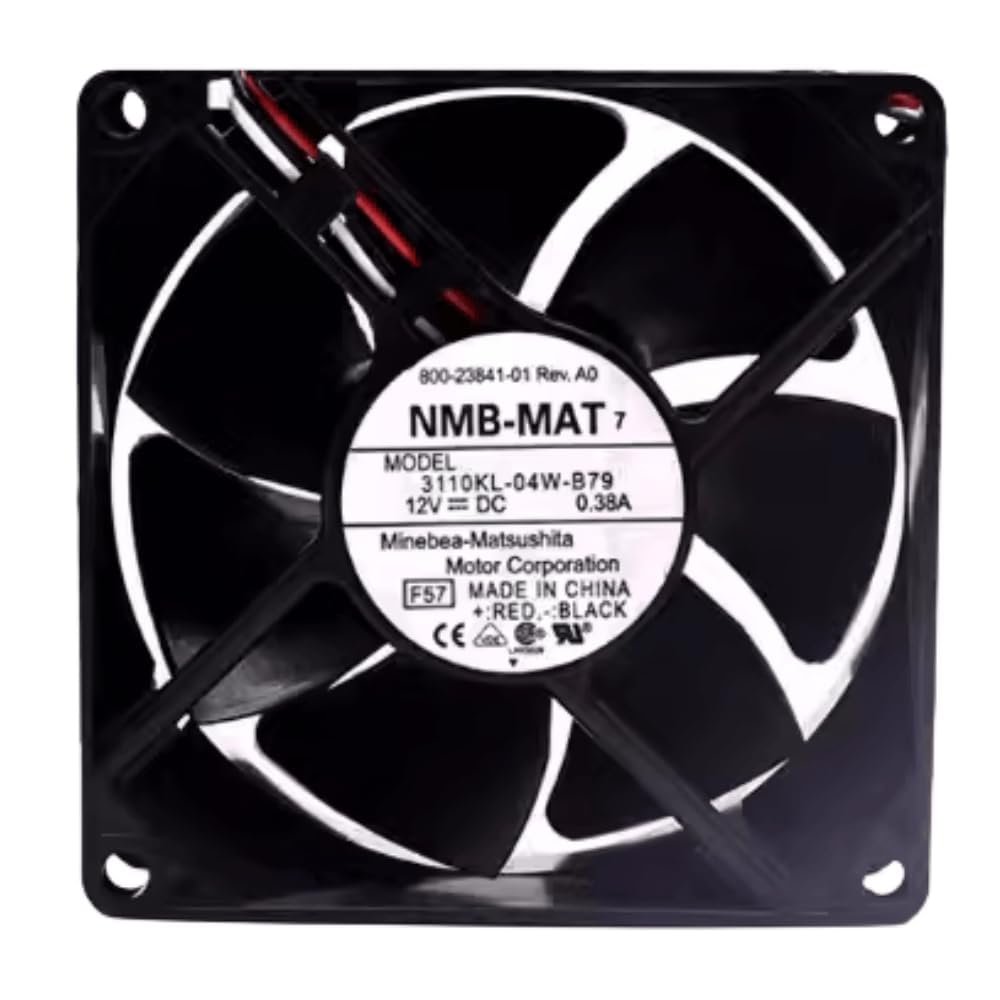 3110KL-04W-B79 12V 0.38A 80MM Fan - 8025 8CM 3-Wire Cooling Fan, Black