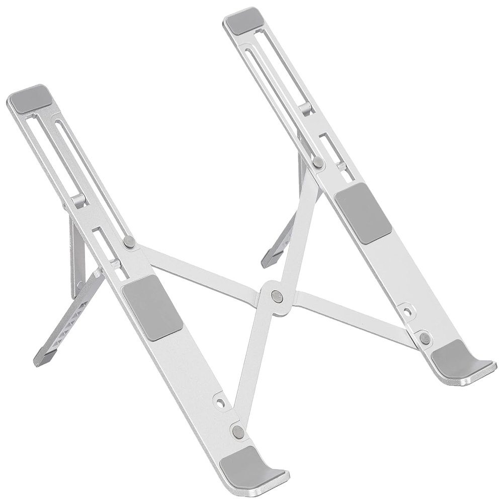 Laptop Stand, Height-Adjustable, Foldable, Portable, Ventilated, Fits Up to 15.6-Inch Laptops (Aluminium Alloy, Silver) Tabletop