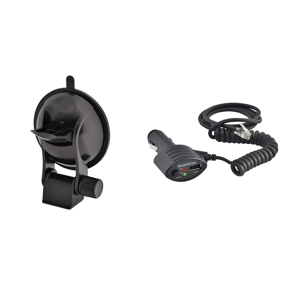 Escort EZ Mag Mount - StickyCup Silicon Suction Cup (Black) & SmartCord USB, Half Straight Half Coiled Cord with USB Port for Charging