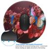 1 Mousepad with Non-Slip Rubber Base 8" Round Mouse-Mat with Stitched Edge Red Flower and Butterfly Gaming Mousepad for Wireless Mouses Computer Laptop Home Office Desk Pad view 3