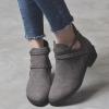 HINDOLA Women's Almond Toe Low Heel Chunky Block Stacked Heels Ankle Booties Slip On Criss Cross Buckle Boots Short Black Boots view 3
