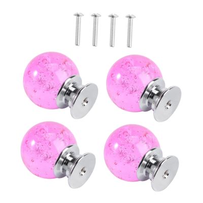 Vaguelly 4set Bubble Ball Drawer Knobs Silver Base Stylish Cabinet Pull Handles for Home Office Easy to Install Includes Screws Pink for Dressers and Cabinets