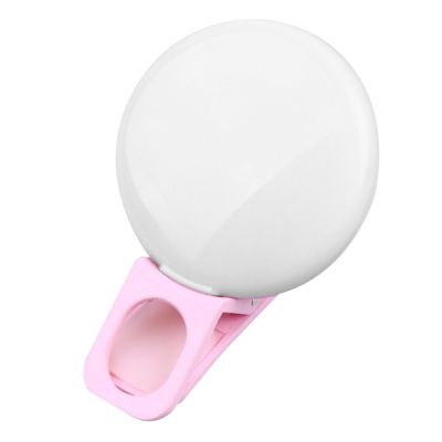 Mini Laptop Portable Light Phone Ring Light Clip on Lens Circle Color Makeup Selfie Camera Mobile Phone Clip on Cell Fill Pink