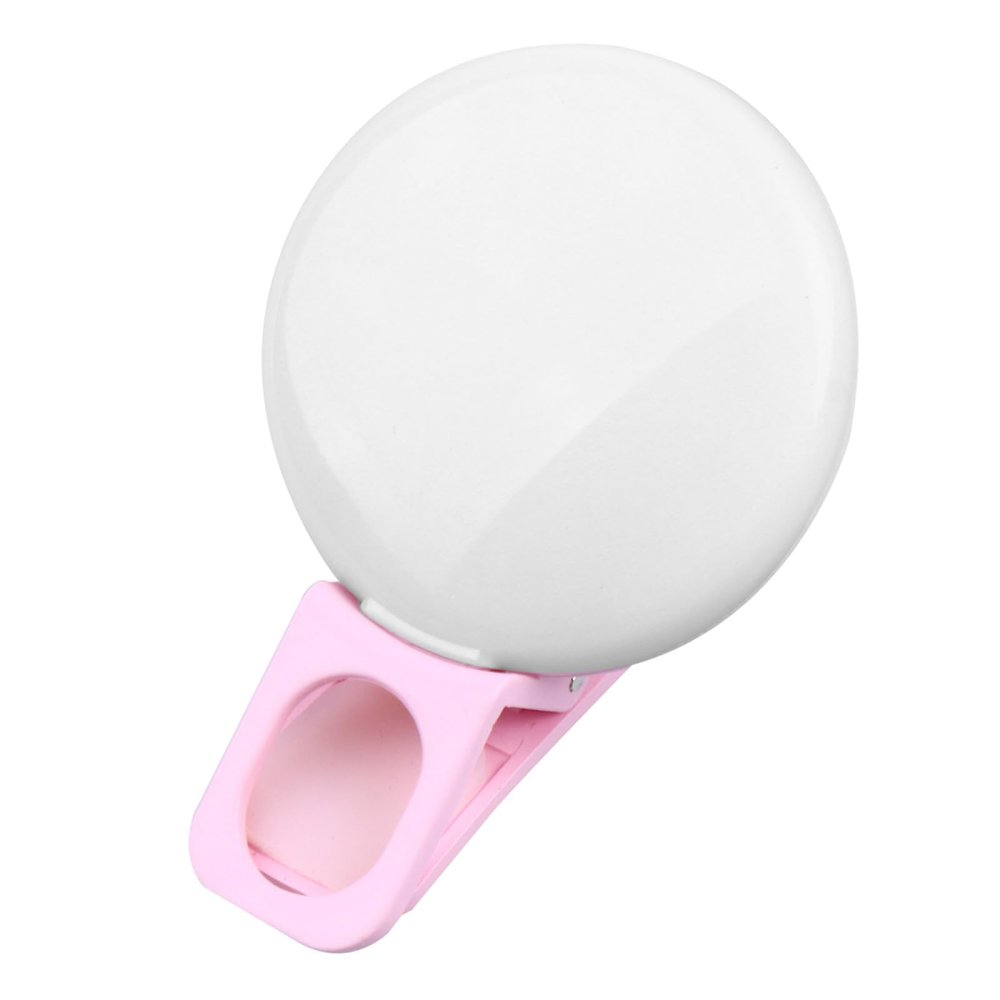 Mini Laptop Portable Light Phone Ring Light Clip on Lens Circle Color Makeup Selfie Camera Mobile Phone Clip on Cell Fill Pink