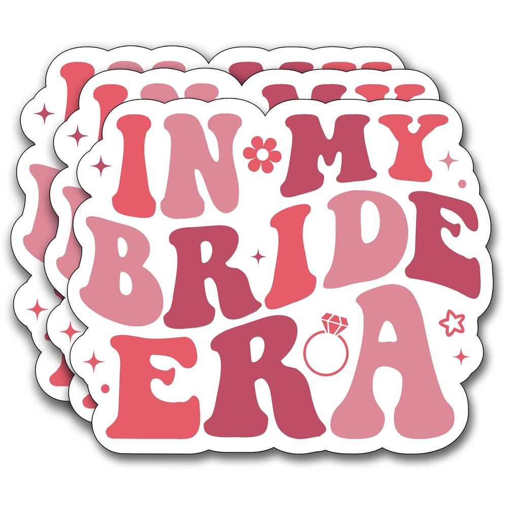 (3Pcs) in My Bride Era Sticker, Sticker Gifts Bride Decorate Books, Laptops, Water Bottles Kindles Stickers, Phones Tumbler Waterproof Vinyl 3" Inch