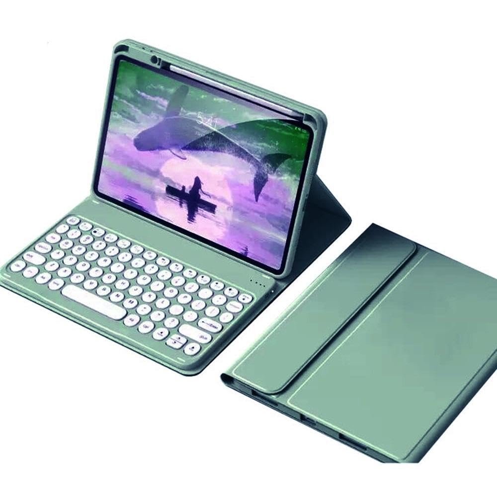 kaidisen Keyboard Case for iPad Pro 12.9" 6th/5th/4th/3rd Generation with Magnetic Detachable Keyboard Candy Color Round Key Keyboard Cover,Dark Green
