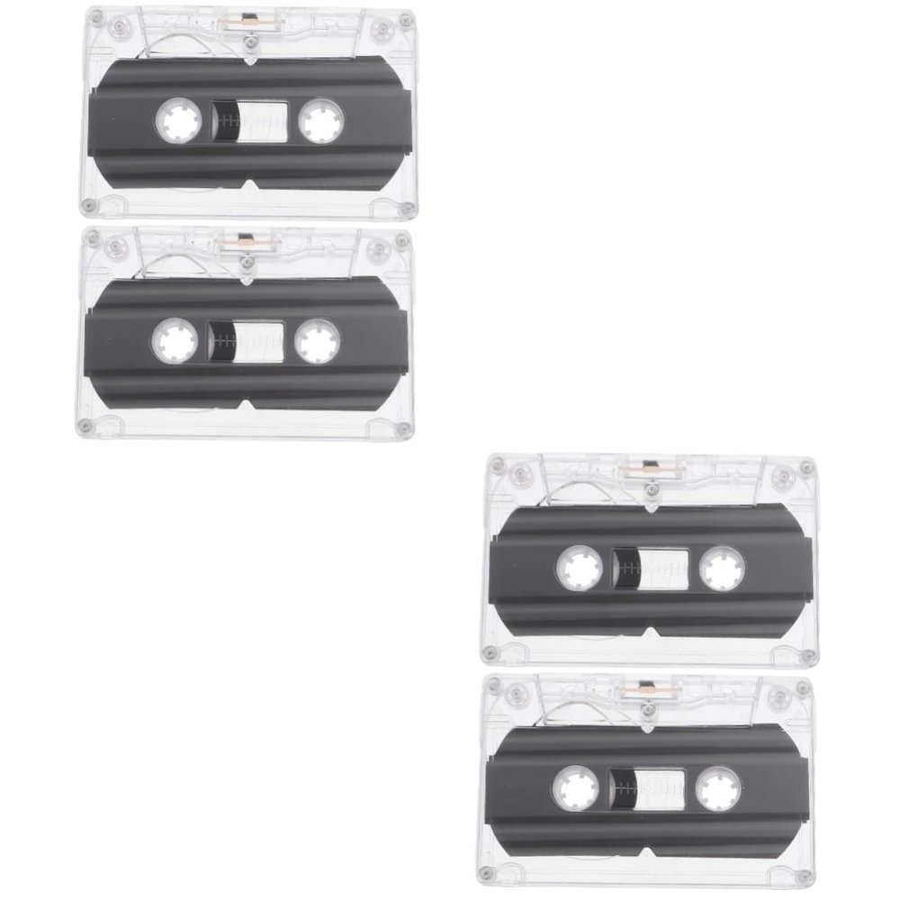Mikikit 4pcs Blank Cassette Tapes for Voice and Music Recording Supply Hard Case for Parties and Teaching