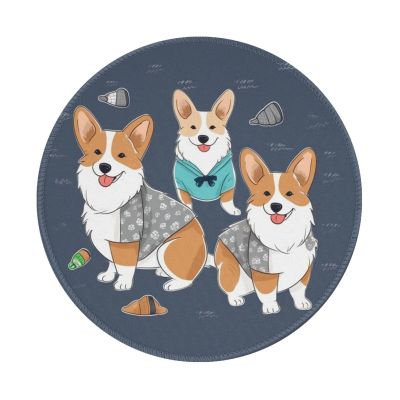 2 PCS Mousepad with Non-Slip Rubber Base 8" Round Mouse-Mat with Stitched Edge Wearing Clothes Corgi Dogs Gaming Mousepad for Wireless Mouses Computer Laptop Home Office Desk Pad