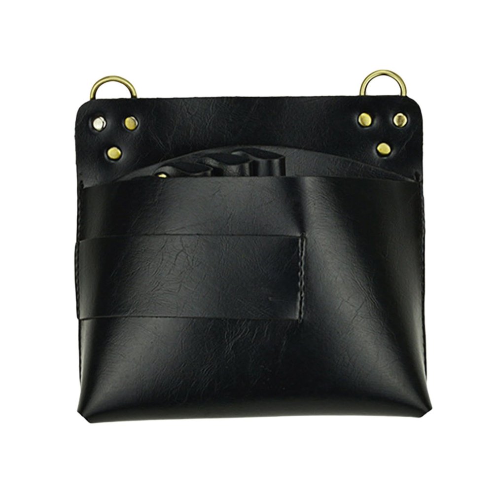 NOLITOY Leather Scissor Holder Pouch for Salon Stylists Multifunctional Tools Organizer for Combs Clips Hair Shears Black
