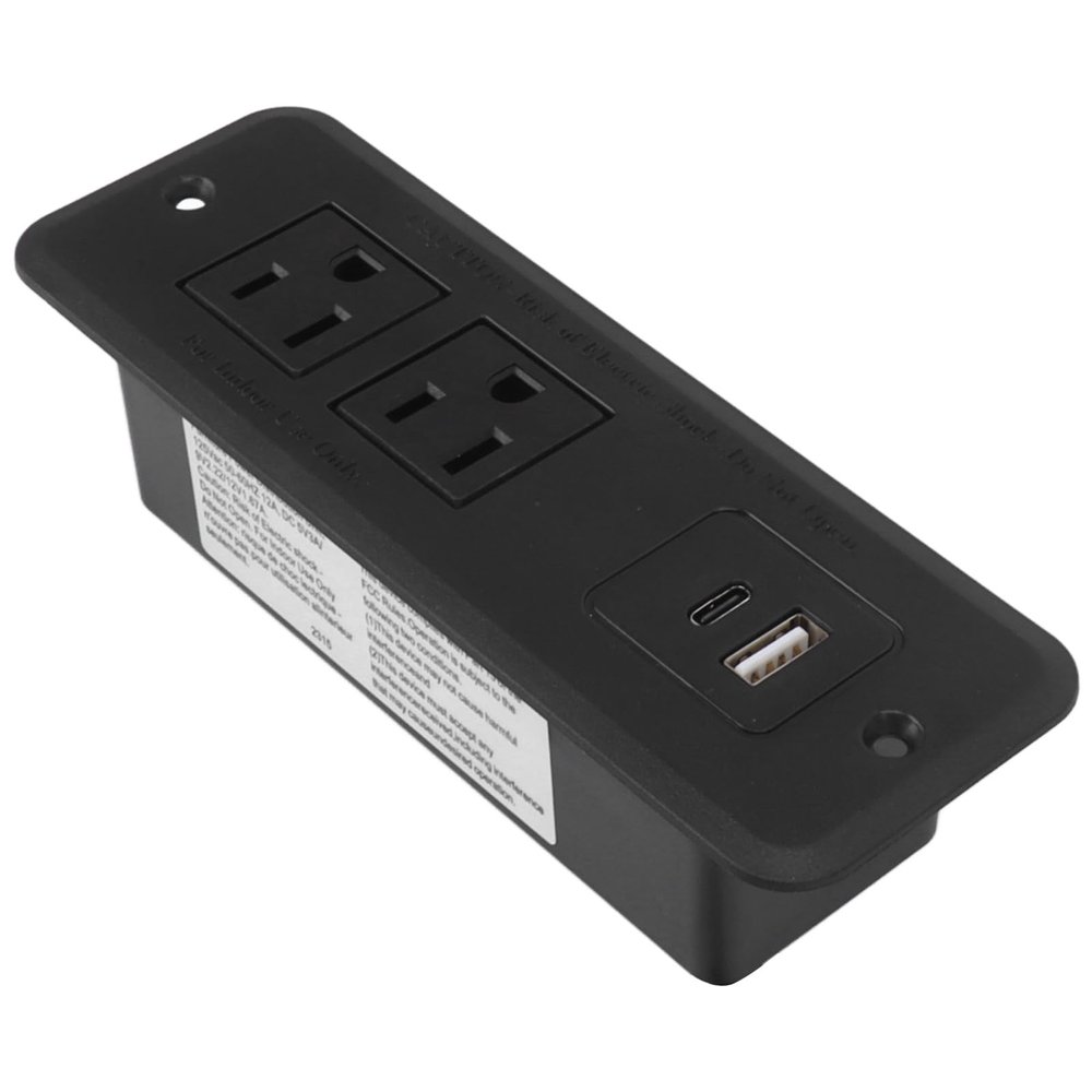 Recessed Power Strip, 20W USB Type C Port Desk Mount Multiple Outlets Hidden Charging Station for Conference Table, Bedroom Nightstand, Office Furniture