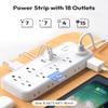 10 FT + 15 FT Extension Cord Bundle, NTONPOWER 6 AC +14 AC Outlets and 4 USB Ports, Surge Protector Power Strip, Overload Protection, Wall Mount for Home Office, White view 3