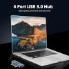 Hylikes USB 3.0 Hub, 4 Ports USB 3.0 Hub with 5Gbps Data Transfer for Laptop,Dell, Chromebook,Keyboard,Mouse,HDD,iPhone 15/15 Pro,Galaxy S23, and More view 2