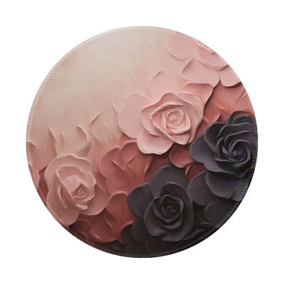 1 Mousepad with Non-Slip Rubber Base 8" Round Mouse-Mat with Stitched Edge Rose Color Blush and Black Gaming Mousepad for Wireless Mouses Computer Laptop Home Office Desk Pad