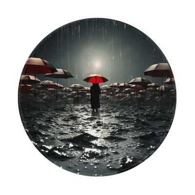 2 PCS Mousepad with Non-Slip Rubber Base 8" Round Mouse-Mat with Stitched Edge Sadness Stormy Day Umbrellas Gaming Mousepad for Wireless Mouses Computer Laptop Home Office Desk Pad