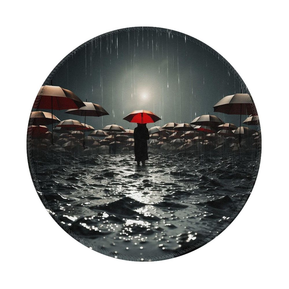 2 PCS Mousepad with Non-Slip Rubber Base 8" Round Mouse-Mat with Stitched Edge Sadness Stormy Day Umbrellas Gaming Mousepad for Wireless Mouses Computer Laptop Home Office Desk Pad