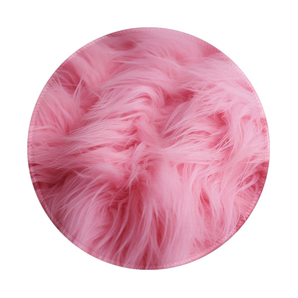 1 Mousepad with Non-Slip Rubber Base 8" Round Mouse-Mat with Stitched Edge Pink Velvet Furry Textured Pattern Gaming Mousepad for Wireless Mouses Computer Laptop Home Office Desk Pad