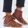 HINDOLA Ankle Booties for Women Almond Toe Low Heel Chunky Block Stacked Heels Boots Fashion Short Slip On Cross Straps Lace up Shoes view 4