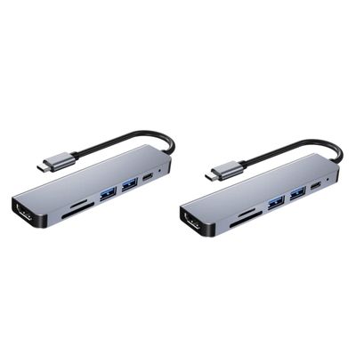HOMSFOU 2pcs USB Multi-Port Adapter Portable Data Hub USB Splitter Tv Converter Fast Charging Pd