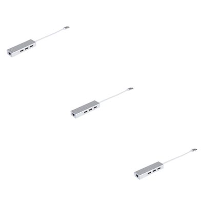Mikikit 3pcs Port USB Type- Mbps Ethernet Adapter USB Data Hub for Pc Laptop and Tv and White Design Functionality