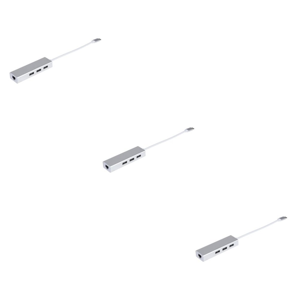 Mikikit 3pcs Port USB Type- Mbps Ethernet Adapter USB Data Hub for Pc Laptop and Tv and White Design Functionality