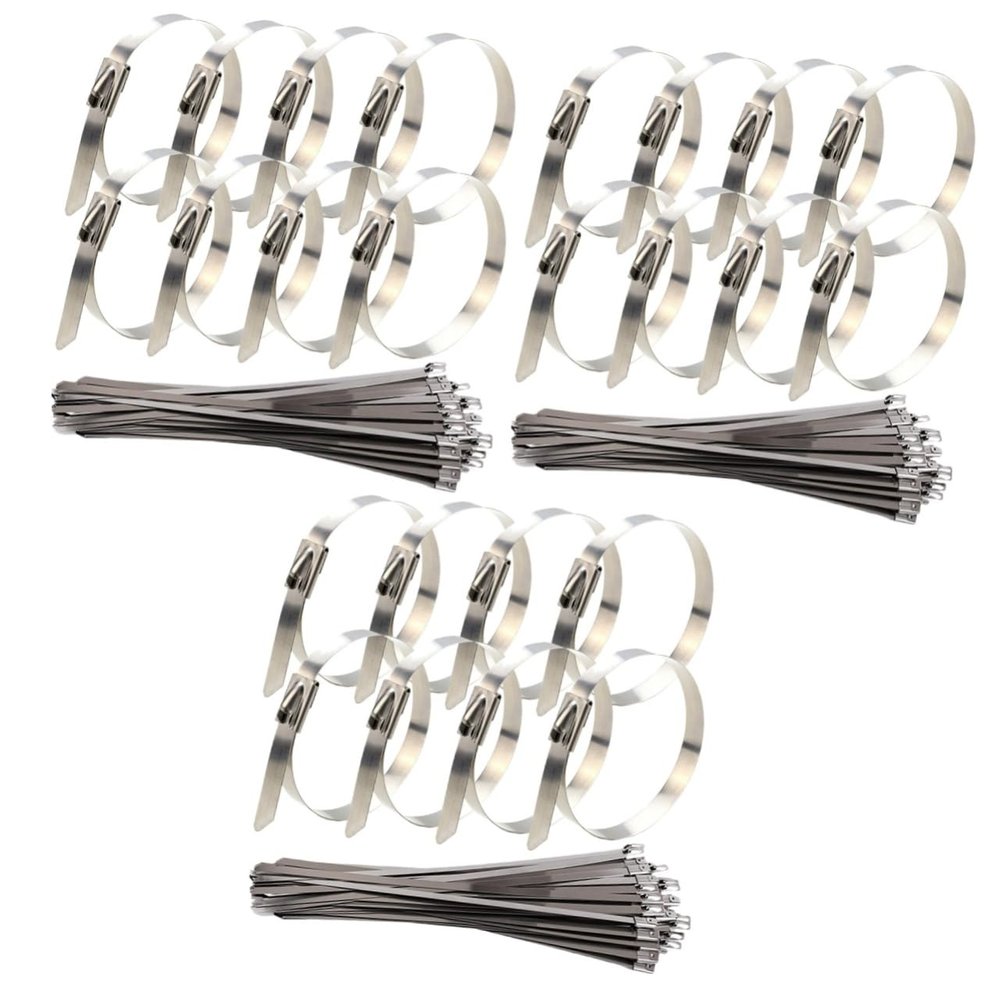 PartyKindom 3sets Cable Ties Supplies Metal Zip Ties Self-Locking Feature for Fencing Automotive Home Repair Reusable 30pcs*3