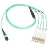 CableWholesale 40/100 Gb MTP to 4 Duplex LC Breakout Cable, OM4 50/125, Plenum Rated - Aqua Blue, 3.3 FT (1 Meter) view 1