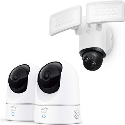 eufy Security Indoor Cam E220 2-Cam Kit & Camera Floodlight Camera E340 Wired (Bundle)