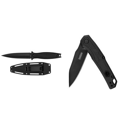 Kershaw Secret Agent Boot Knife, 4.4in 8Cr13MoV Steel Blade, Dual Carry Molded Sheath & Appa Folding Tactical Pocket Knife, SpeedSafe Opening, 2.75 inch Black Blade and Handle