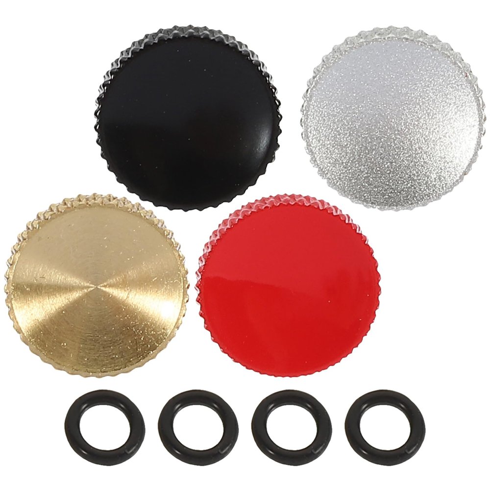 Yardenfun 4pcs Aluminum Alloy Concave Camera Shutter Release Buttons Soft Release Button for Comfortable Photography Includes Gold Red Silver and Black Options