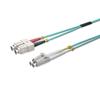 CableWholesale LC/UPC to SC/UPC OM4 Duplex Fiber Patch Cord, Multimode 50/125, 10Gbit, Aqua - 2.0mm, 9.9 Feet (3 Meter) view 1