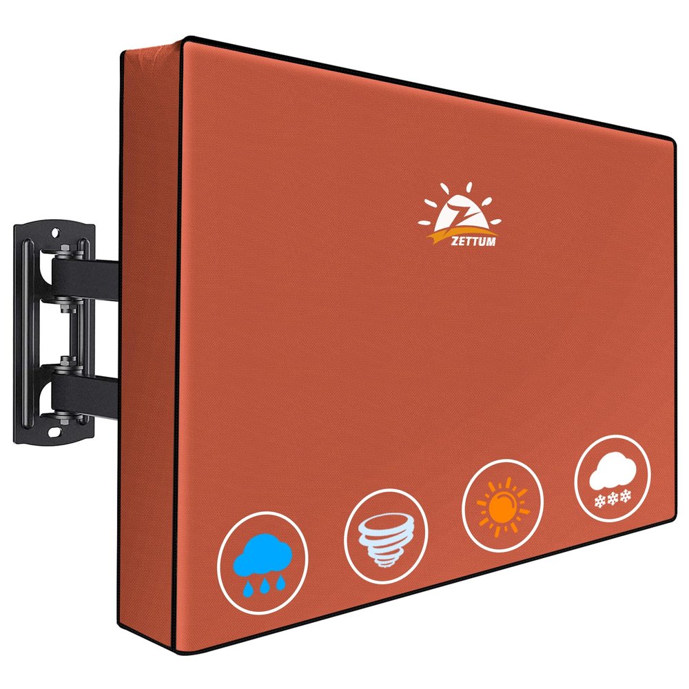 Zettum Outdoor TV Cover 55 Inch - 600D TV Cover Waterproof & Weatherproof for 52 to 55 Inch Outdoor TV, Heavy Duty TV Enclosure Protector for Outside Flat Screen TV (Size: 52"L x 6"D x 32"H)