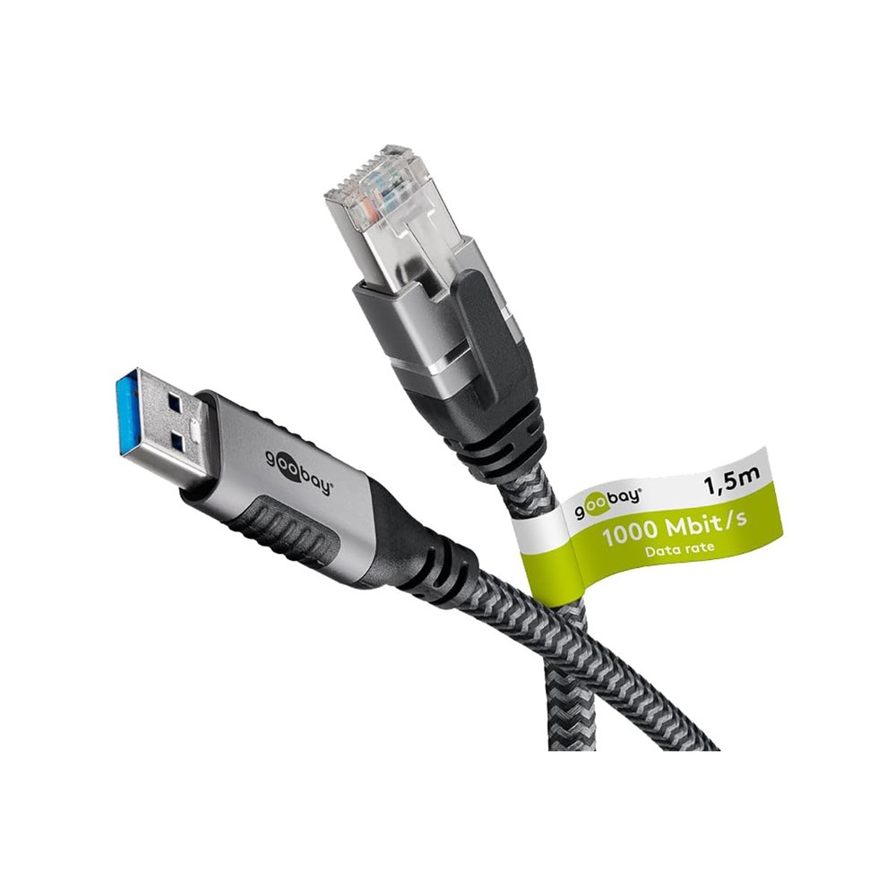 goobay 70693 USB-A to RJ45 Ethernet CAT 6 Cable for Stable Wired Internet Connection with Router/Modem/Network Switch/Replaces USB to RJ45 Adapter / 1 Gbps / 7.5 m