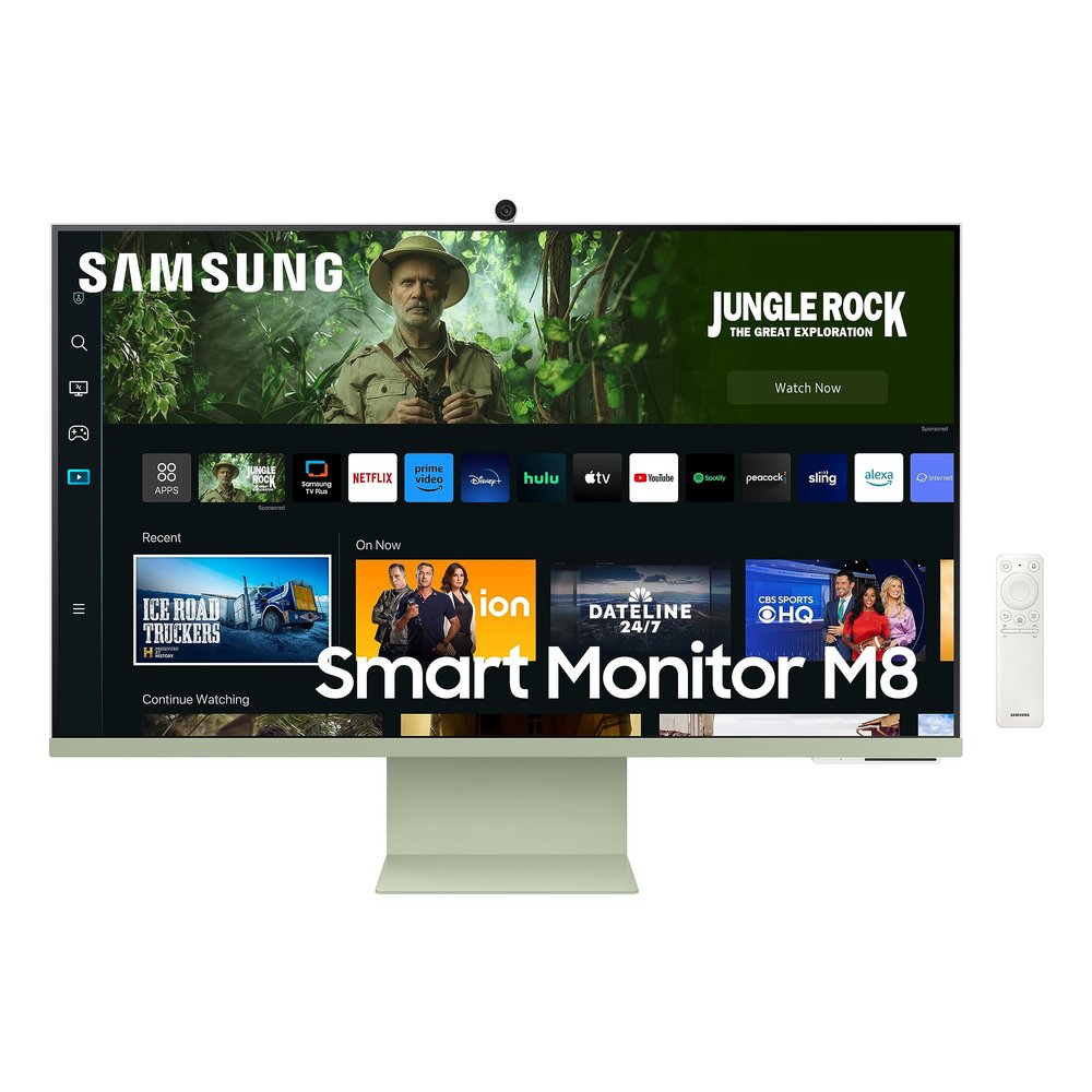 Samsung 32" M80C UHD HDR Smart Computer Monitor Screen with Streaming TV, Slimfit Camera Included, Wireless Remote PC Access, Alexa Built-in (LS32CM80GUNXZA), Spring Green (Renewed)