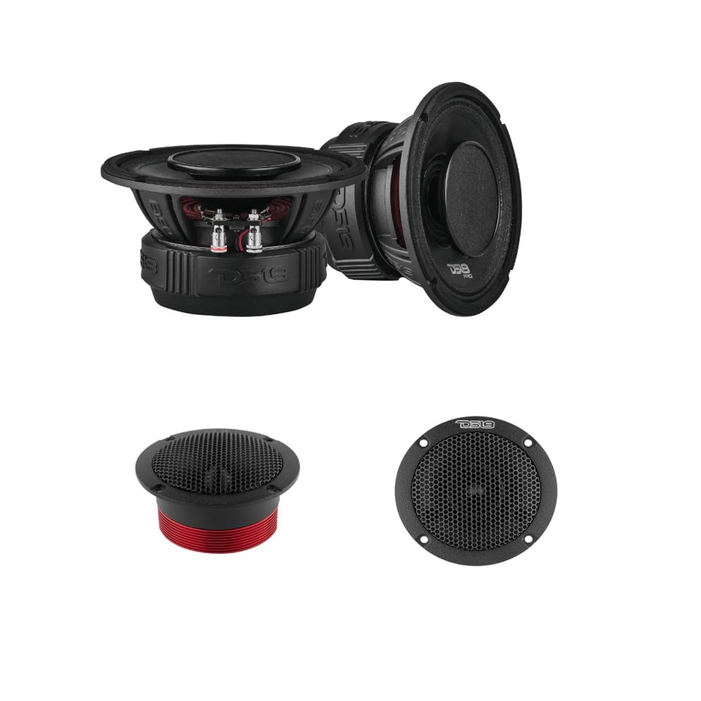 DS18 Ultimate Car Audio Bundle - 2X GTX1XL Titanium Tweeters & 2X PRO-HY6.4B Hybrid Mid-Range - Power, Precision, and Performance Upgrade for Your Car Stereo Sound System