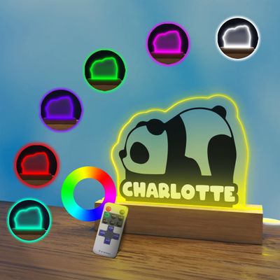 EGD Personalized Night Light Table for Panda Gifts | Panda Lamp for Bedroom Decor | Kids Night Lights for Bedroom | Cute Desk Lamp for Boys Room Decor | Bedside Table Lamp for Kids | W5" x 5"H (Panda)