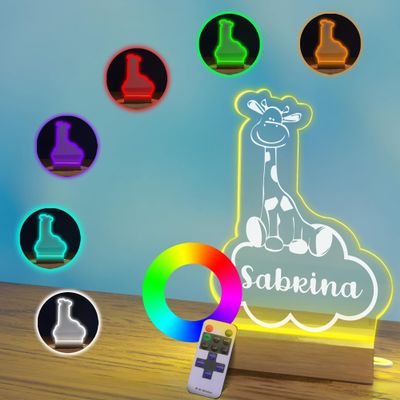EGD Giraffe Personalized Night Light Table for Kids | Giraffe Lamp Decor for Bedside Table | Kids Night Lights Lamp for Bedroom Decor | Giraffe Baby Decor | W5 x 7" H (Giraffe)