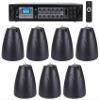 Rockville Bundle RCS180-6 180 Watt 6 Zone 70v Commercial/Amp/Bluetooth Bundle with (7) PEN-65T Black 6.5" 70V Hanging Pendant Speaker Commercial (8 Items) view 1