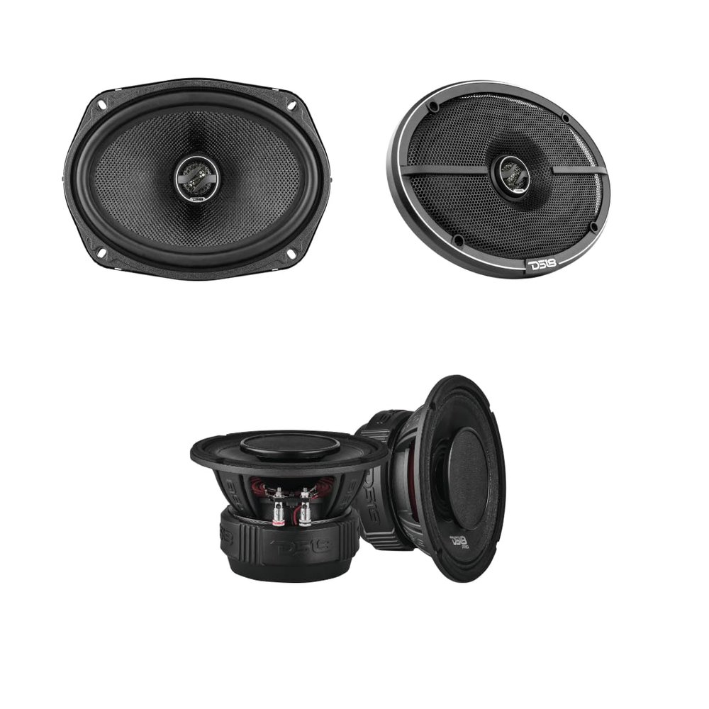 DS18 Premium Car Audio Bundle - Hybrid Powerhouse 2X 6.5 Mid-Range Speaker and 2X 6x9 Coaxial Speaker for Unrivaled Sound and Style