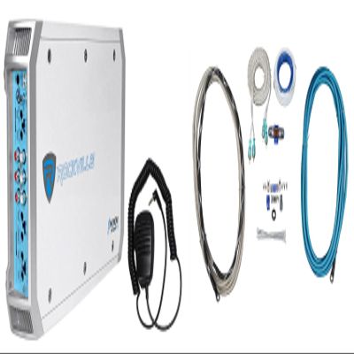Rockville RXM-F3 Bundle: 1600-Watt 4-Channel Marine/Boat Amplifier with PA Microphone, RMWK4 4 AWG Waterproof Marine Amp Installation Wire Kit for Boat Audio and Powersports Sound System, 2-Items
