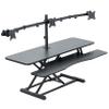 VIVO Height Adjustable 48 inch Standing Desk Converter with Triple 21.5 to 27 inch Monitor Mount, Extra Large Desk Riser, Black, DESK-KIT-48KB3C view 1