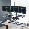 VIVO Height Adjustable 48 inch Standing Desk Converter with Triple 21.5 to 27 inch Monitor Mount, Extra Large Desk Riser, Black, DESK-KIT-48KB3C view 2