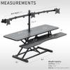 VIVO Height Adjustable 48 inch Standing Desk Converter with Triple 21.5 to 27 inch Monitor Mount, Extra Large Desk Riser, Black, DESK-KIT-48KB3C view 3