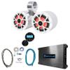 Rockville RKL65MBW Bundle: (2) 6.5 in 700W Marine Speakers with LED & Grilles, DBM25 1500W Marine Amp, DMAC65S Dual 6.5 in Wakeboard Tower Enclosure, RGHR2 Marine Receiver with Bluetooth, 6-Items view 1