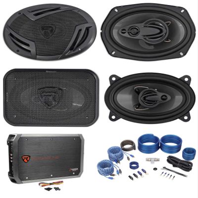 Rockville Bundle: (1) Pair RV46.3A Speakers Bundle with (1) Pair RV69.4A Car Speakers RWK42 Car Amp Wiring Kit RXA-F1 Amplifier Car Stereo Amp (6 Items)