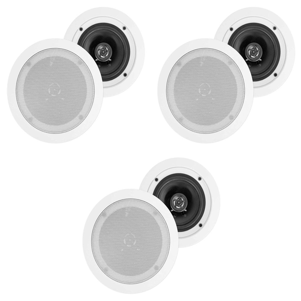 Rockville (3) Pair HC55 White 5.25" 300 Watt in-Ceiling Home Theater Speakers 8 Oh (6 Items)