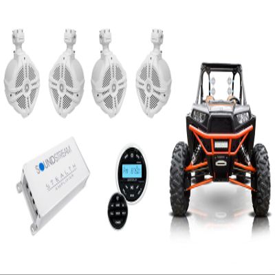 Rockville Audiosavings Bundle RGHR2 Marine Gauge Hole Receiver Bundle with (2) Pair RWB65W 6.5" Marine Tower Speakers & SOUNDSTREAM SM4.1000D 4-Ch. Amplifier (6 Items)