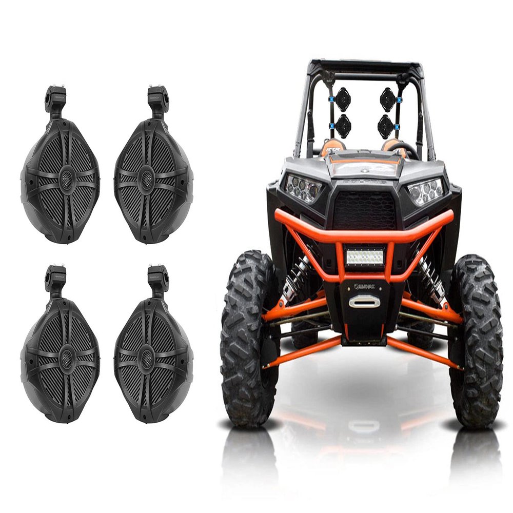 Rockville (2) Pair RWB80B Black 8" 300w Marine Wakeboard 360 Swivel Tower Speaker (4 Items)