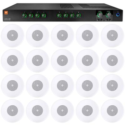 Audiosavings Bundle: JBL CSMA280 Commercial/Restaurant 2 x 80w Amplifier 4ohm/8ohm/70V/100V, 8 inputs Bundle with (20) JBL CSS8004 4" Commercial 70V/100V 5w Ceiling Speaker 4 Restaurant (21 Items)