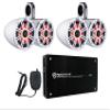 Audiosavings Bundle: (1) Pair Kicker 12KMTEDW Speaker Tower Bundle with (4) 43KM654LCW Kicker Marine LED Speakers & Rockville Krypton MF4 Marine Amp, (7 Items) view 1