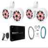 Rockville RKL65MBW Bundle: (4) 6.5 in 700W Peak / 170W RMS Marine Boat Speakers with LED, (2) DMAC65W Dual Tower Enclosures, Krypton MF3 4-Channel Marine Amplifier, RMWK4 4 AWG Install Kit, 8-Items view 1